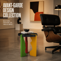 Table d'appoint en bois d'inspiration artistique, pieds découpés abstraits et colorés, meuble d'appoint minimaliste pour salon et chambre, Guangdong Interior