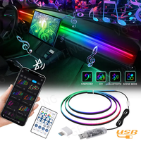 Lumière d'ambiance automobile à fibre optique RGBW 110 cm, lumière froide, couleur cachée, contrôle vocal via application, en acrylique