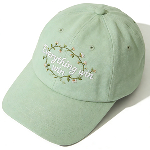 Casquette de baseball brodée de fleurs vert clair, réglable avec fermeture snapback, chapeau de soleil pour activités de plein air - Product Image 3