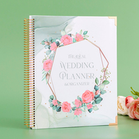 Carnet de planification de mariage 2026-2027 pour grossistes, organisateur personnalisé avec logo, format A4/A5, en tissu de lin, spirale dorée
