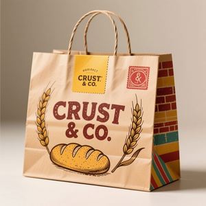 Bolsas de Papel Kraft Personalizadas con Asas para Empacar y Entregar Alimentos - Product Image 1