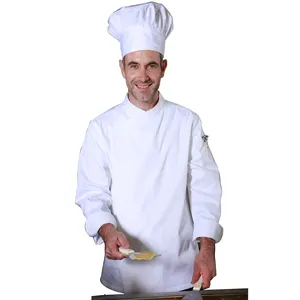 BSCI WRAP OEM White Chef Coat With Hidden Buttons