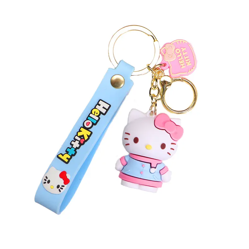 Cartoon hello kitty Cute KT cat toy mobile phone school bag accessories car designer kawaii keychain for kids girl gifts