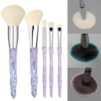 Lot de 10 pinceaux de maquillage de luxe en gros, poils synthétiques, manche en cristal diamant, ensemble professionnel pour le correcteur