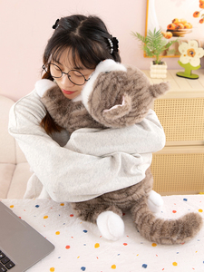 Jouet en peluche chat mignon simulé, oreiller en peluche doux, jouet en peluche chat rayé mignon, jouet en peluche chat simulé, cadeau pour enfants - Product Image 6