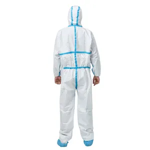 Junlong factory of SF taped white disposable coveralls for Oil refining industry