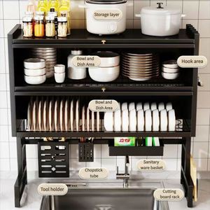 Countertop Dish Draining Rack with Dust Proof <b>Storage</b> <b>Kitchen</b> <b>Storage</b> Cabinet Door Pot Holder Household <b>Storage</b> Organizer - Product Image 3