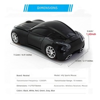 Mouse Nirkabel Ergonomis 24G Gaya Infiniti, Aksesori Komputer Kreatif, Optik, Senyap, Model Mobil, Tersedia