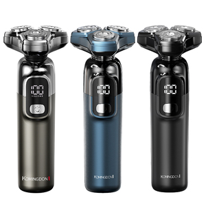 เครื่องโกนหนวดแบบโรตารี่สำหรับผู้ชาย ชาร์จไฟได้ ใบมีดสามใบ กันน้ำ IPX6 พร้อมหัวตัดแต่งขนแบบล้างทำความสะอาดได้ ใช้ได้กับใบหน้าและลำตัว เหมาะสำหรับใช้ในรถบ้านและโรงแรม - Product Image 1