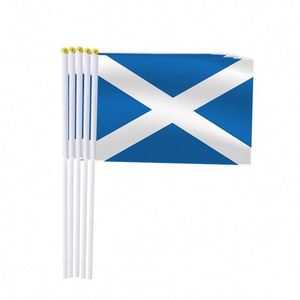 Banderas de Mano Escocesas de Poliéster con Asta de Plástico, Impresas con Serigrafía, Personalizadas con Logotipo, Portátiles, de 14 x 21 cm y 20 x 30 cm, para Desfiles - Product Image 3
