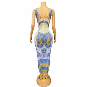 Abiti da festa di compleanno senza maniche in cristallo per ragazze abbigliamento elegante comodo per le caratteristiche principali del Night Club - Product Image 2