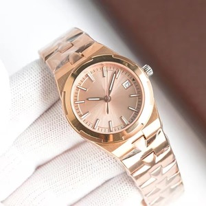 Reloj de pulsera deportivo de lujo para mujer, estilo Old Money, esfera en oro rosa, automático, con fecha, resistente al agua, aspecto dorado completo - Product Image 2