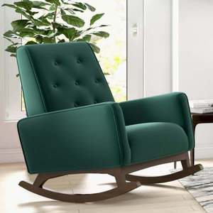 Fauteuil à bascule élégant et moderne Demetrius en bois massif avec structure en bois massif, durable et portable pour salon, chambre et salle à manger - Product Image 3