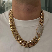 Chaîne cubaine Miami en argent massif plaqué or 25 mm de large avec mosaïque de moissanite personnalisée pour homme, collier bijou