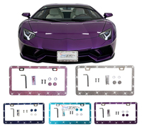 NOUVEAU Cadre de plaque d'immatriculation de voiture en cristal scintillant pour femmes, cadre de plaque d'immatriculation en strass, support de plaque d'immatriculation, accessoires de voiture avec vis 31*16cm