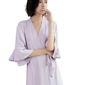 Vestaglie FUNG 6008 per <span class=keywords><strong>sposa</strong></span> <span class=keywords><strong>e</strong></span> <span class=keywords><strong>damigelle</strong></span> in chiffon <span class=keywords><strong>e</strong></span> raso con volant per la festa di nozze - Product Image 2
