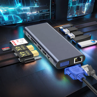 Pabrik Langsung ODM/OEM Multifungsi Aluminium Usb C 3.0 Hub Splitter Docking Station Adapter dengan VGA RJ45