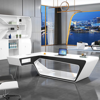 Bureau de direction de style italien, table d'ordinateur pour manager, mobilier de bureau moderne de luxe, bureau de direction en forme de L pour PDG