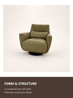 Fauteuil pivotant moderne en cuir rembourré, fauteuil de salon individuel pour coin lecture, personnalisable