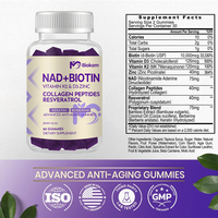NAD Resvératrol Berbérine & Biotine Anti-âge Peptides de collagène gommeux Zinc Vitamine K2 & D3 Gommes pour cheveux, peau, ongles et articulations
