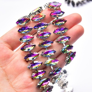 Mode coloré cheval oeil <span class=keywords><strong>verre</strong></span> strass métal garniture <span class=keywords><strong>Marquise</strong></span> feuille cristal chaîne bricolage collier vêtements appliques accessoires - Product Image 6