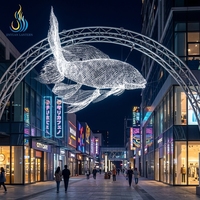 Lanterne géante en forme de baleine en fil métallique LED, personnalisée et étanche, pour festival, parc à thème, exposition nocturne