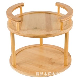 Bamboo and wood <b>rotating</b> <b>spice</b> <b>rack</b> storage unit, Lazy Susan 2-tier <b>rotating</b> <b>rack</b> cabinet - Product Image 5