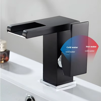 Robinet de salle de bain moderne en laiton chromé, mélangeur eau chaude/froide, avec lumière LED noire, cartouche céramique et capteur tactile – Meilleures ventes