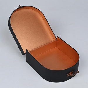 <strong>Vintage</strong> Gift Suitcase Custom Black Half-Moon Rigid <strong>Box</strong> with Metal Lock Luxury Packaging for <strong>Clothes</strong> Cosmetics Fragrance - Product Image 3