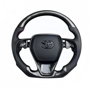 <span class=keywords><strong>Volant</strong></span> de voiture en fibre de carbone en <span class=keywords><strong>cuir</strong></span> perforé rouge de vente directe d'usine pour Toyota - Product Image 1