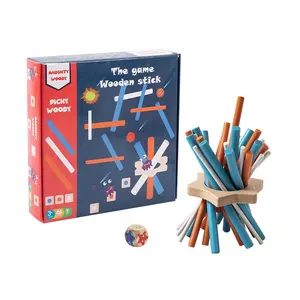 थोक उच्च गुणवत्ता वाले बच्चों के रंगीन लकड़ी की छड़ें पंपिंग मज़ेदार बैलेंस टेबलटॉप गेम