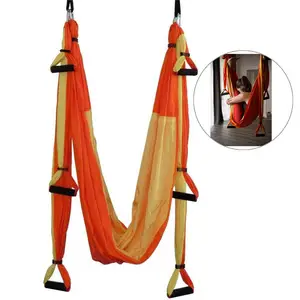 Fitness training air flying aerial yoga hammock silk, relieve back pain swing tela suave columpio yoga
