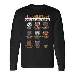 T-shirt a maniche lunghe The Greatest Bears On Earth con design vintage dell'orso, abbigliamento unisex - Product Image 1