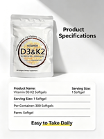 Gélules de Vitamine D3 K2 Haute Puissance – Complément Alimentaire D3 + K2 avec Huile de Coco – OEM ODM Marque Privée