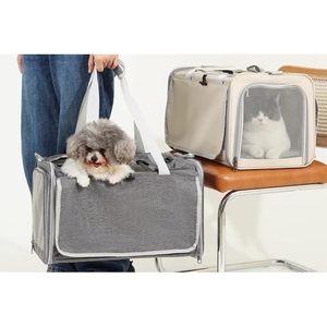 Nzphde Pet <b>Carrier</b> Bag For <b>Cats</b> Small Dogs Airline Approved <b>Soft</b> Sided With Mesh Windows Shoulder Strap Beige - Product Image 3