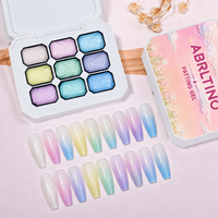 Abrltino 9 Warna Macaron Solid Patting Gel Creamy Blush Gradient Soak UV Nail Art Non-Toxic Bersertifikat HALAL OEM Private Label
