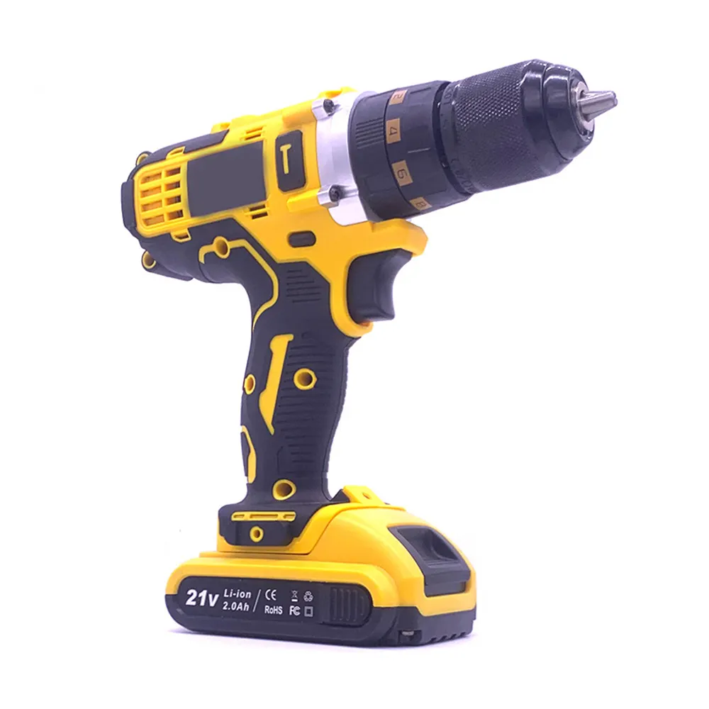 High Quality 2.0Ah Li-ion Battery 10mm Cordless Impact Electric Drill Portable Hardware Power Tools 21v Power Drills