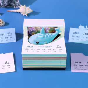 Bloc-notes 3D calendrier personnalisé Note autocollante requin bloc-notes papier découpé signet mignon Animal papeterie cadeau d'anniversaire de noël pour les enfants - Product Image 2