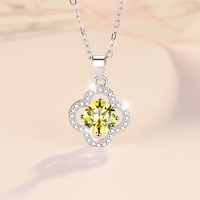Kalung Liontin Daun Empat Perak Sterling 925 2CT 8mm Moissanite Bersertifikat GRA untuk Wanita - Laris Terjual