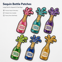 Patchs brodés personnalisés en sequins pour bouteilles de sport, grandes appliques personnalisées pour accessoires vestimentaires et coffrets cadeaux