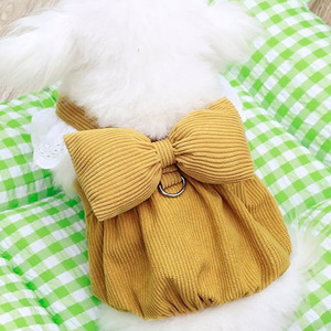 Dog Corduroy <b>Skirt</b> Yellow Bow-knot Lantern <b>Skirt</b> Autumn Winter Warm <b>Elastic</b> Pet Clothes For Dog - Product Image 1