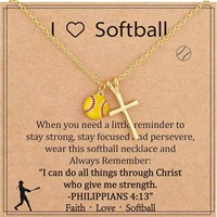 Nouveau Collier Pendentif Croix Multisports Tendance N81 en Laiton Plaqué Or 18K, Bijou Inspirant de la Foi aux Philippiens pour le Jour de Match