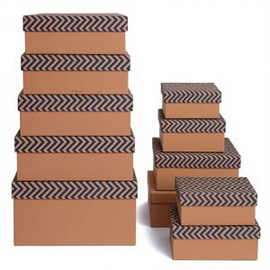 크래프트 테라조 디자인 네스티드 박스 세트 10개 뚜껑 포함 다양한 크기 견고한 소재 선물 크리스마스 초콜릿 공예 장난감 - Product Image 1