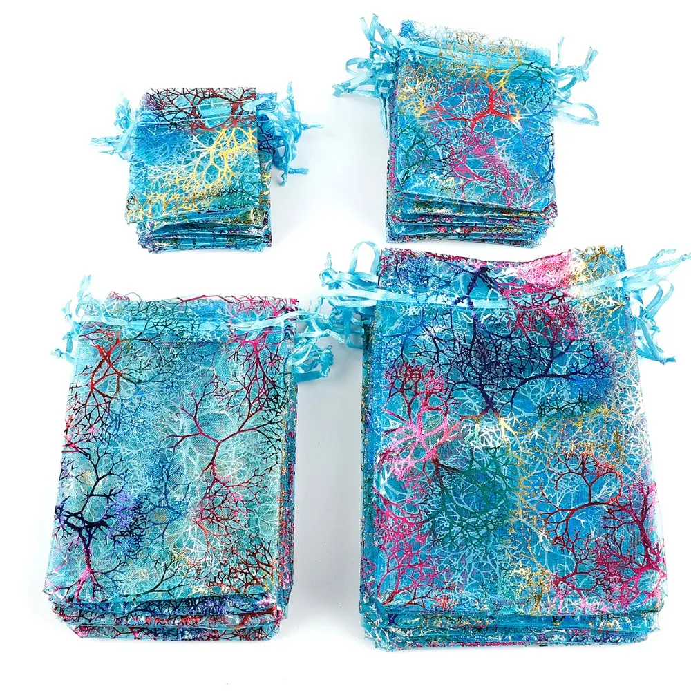 9x12センチメートルColorful Organza Bags Wedding Favor Gift Packaging Bags Jewelry Drawstring Pouch Bags