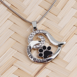 Collana con Ciondolo a Serpente ZRM Popolare per Amanti degli Animali, con Impronta di Cucciolo e Gatto, <span class=keywords><strong>Cuore</strong></span> d'<span class=keywords><strong>Amore</strong></span> 'Sempre nel <span class=keywords><strong>Mio</strong></span> <span class=keywords><strong>Cuore</strong></span>' e Strass di Cristallo - Product Image 3