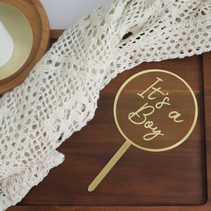 ท็อปเปอร์เค้กอะคริลิคสำหรับงานเลี้ยงฉลองทารกแรกเกิด ลายฮันนี่แอนด์สวีทเนส  "It's A Boy Girl"  "โอ้ เบบี้" ของตกแต่งสำหรับโต๊ะของหวานในงานปาร์ตี้ - Product Image 3