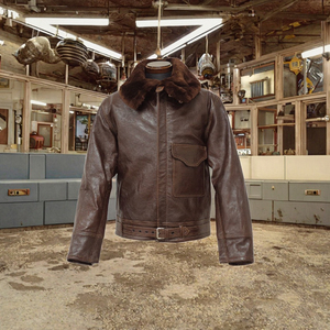 Veste en <span class=keywords><strong>cuir</strong></span> d'<span class=keywords><strong>aviateur</strong></span> pour homme, style B2, col en fourrure de mouton, bombardier, pilote, veste vintage, <span class=keywords><strong>cuir</strong></span> véritable, teinture unie - Product Image 3