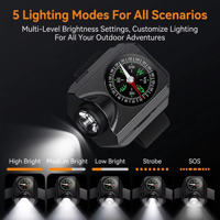 Lampe de poignet XPG pour le camping en plein air avec LED et boussole, en matériau ABS, pour la survie, l'escalade et l'aventure