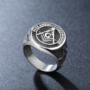 Anello Massonico Vintage in Acciaio Inossidabile di Alta Qualità per Uomo, Modello Master <span class=keywords><strong>Mason</strong></span> - Product Image 2