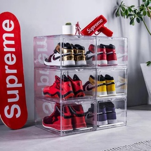 Transparent Acrylic Shoe Storage Boxes Clear Sneakers Display Case High-tops Football Shoe Box Stackable Shoes Cabinet